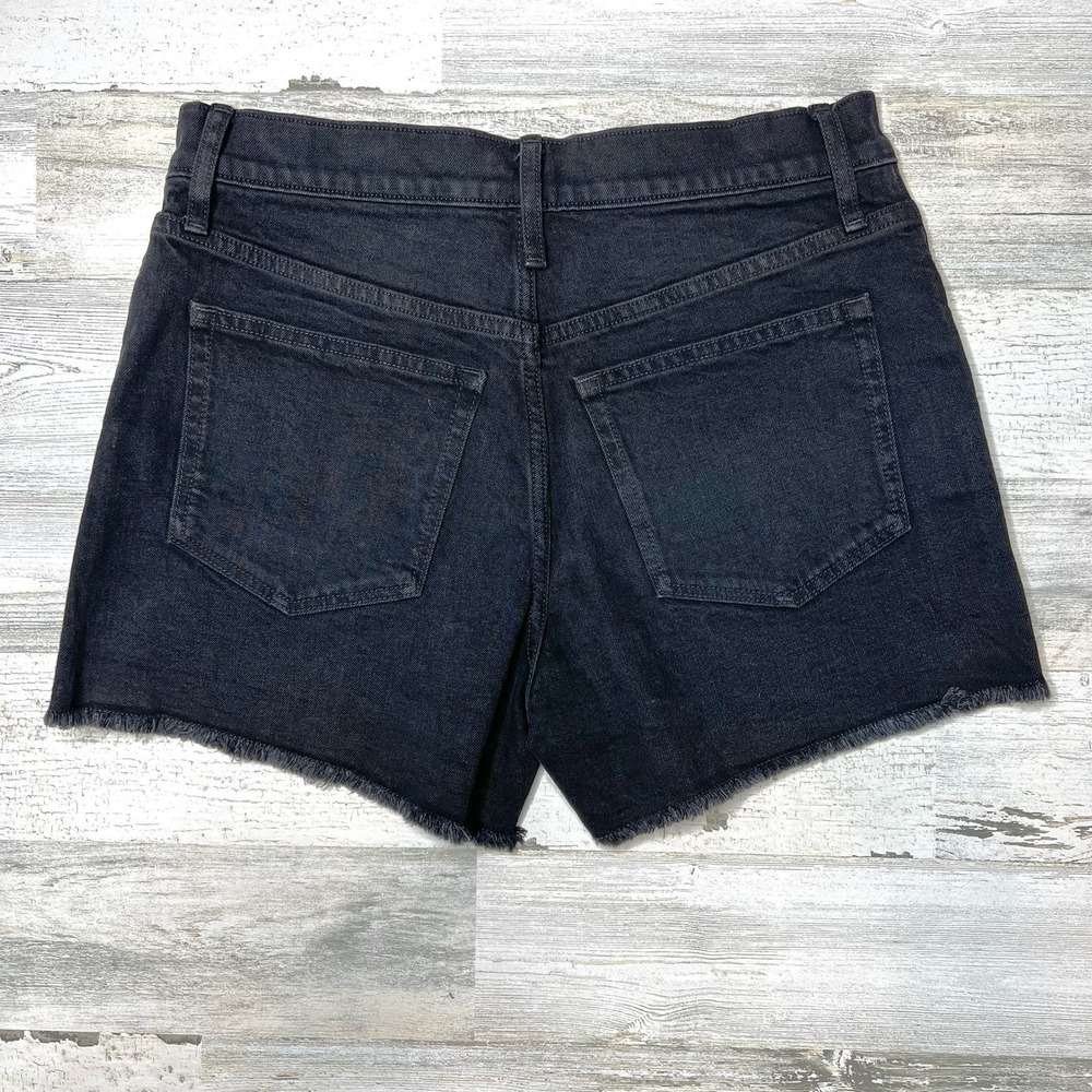 J. Crew Factory NWT Size 24 High Rise Button Fly Raw Hem 3” Black Denim Shorts - Picture 7 of 8